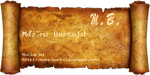 Münz Bertold névjegykártya